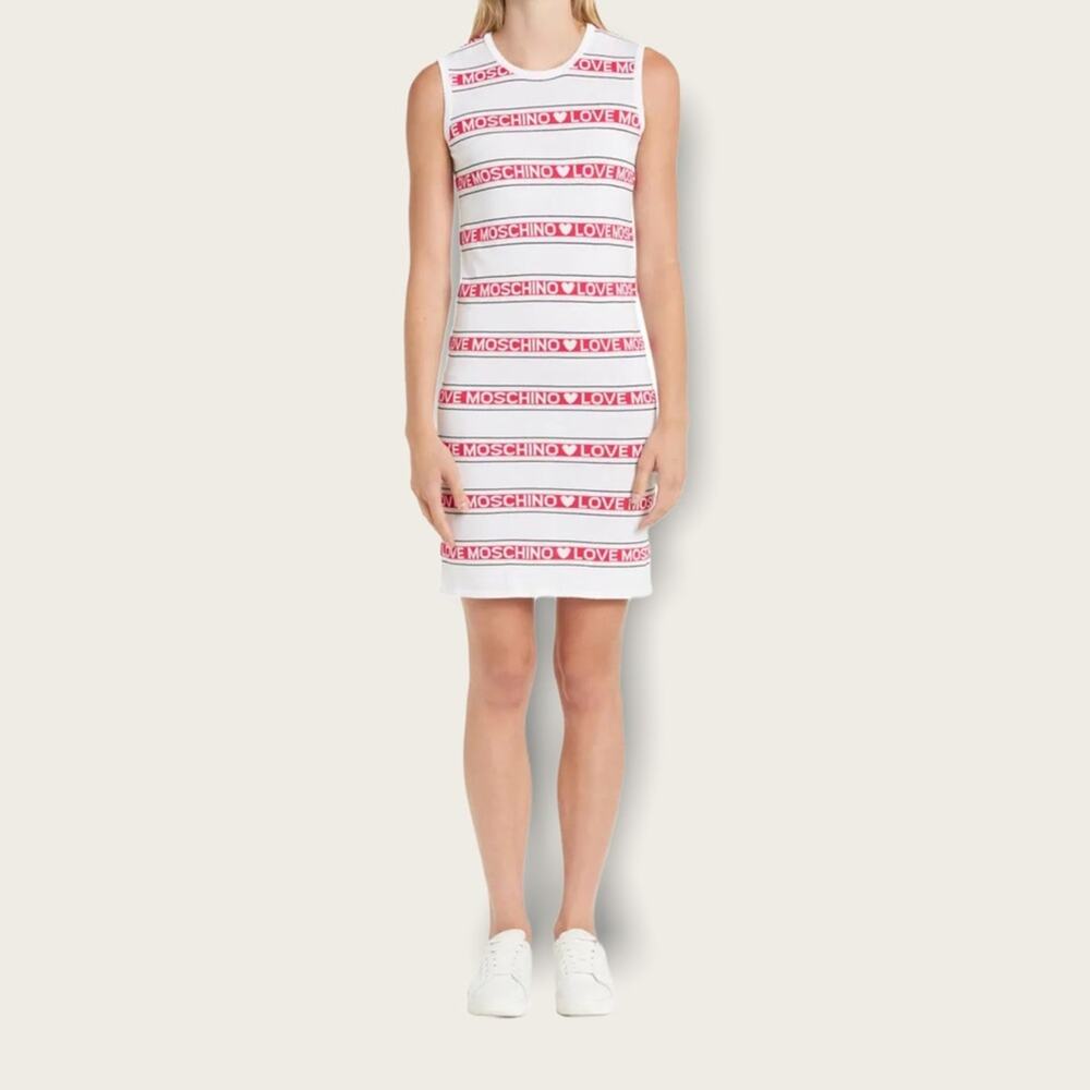 Love Moschino NWT Abito Logo Stripe Sleeveless Dress size 6
